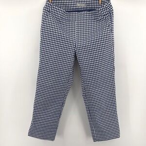 Dalia Blue & White Gingham Check Cropped Pants Trousers Size 8